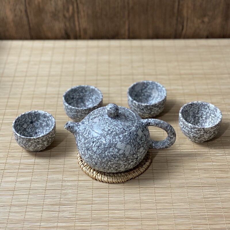 蒙阴深层麦饭石茶壶茶碗西施泡茶家用 纯手工茶具套装非紫砂