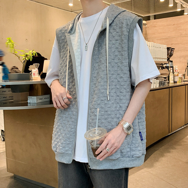 连帽马甲男春夏季韩版潮流宽松百休闲裤