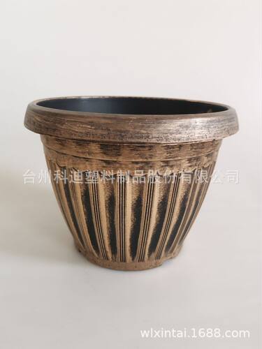 厂家直销KD2004S刷漆做旧金银铜系列塑料花盆容器家居装饰品