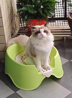 蹲厕猫砂盆防飞溅蹲式猫咪厕所双层猫马桶训练器封闭式防臭猫屎盆