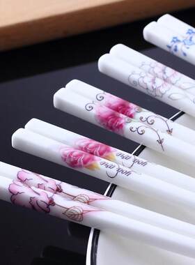 象骨筷子10双陶瓷家用一人一筷公筷瓷快子手工情侣筷骨瓷家庭区分