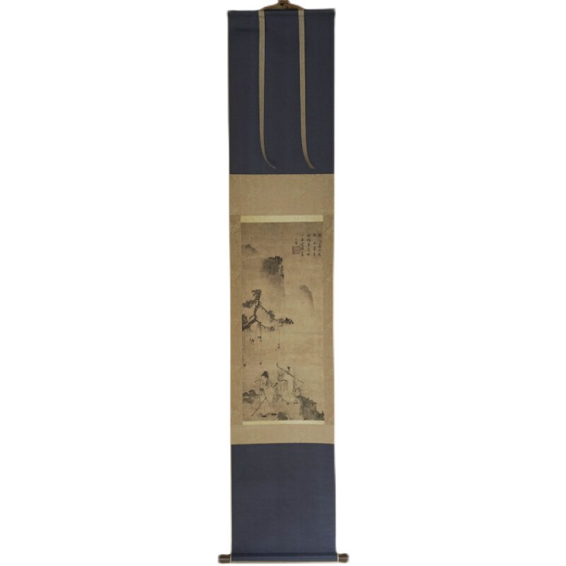 是名一鹿  日式茶挂禅意国画松树祖师图工笔写意装饰茶空间挂画