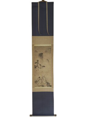 是名一鹿  日式茶挂禅意国画松树祖师图工笔写意装饰茶空间挂画