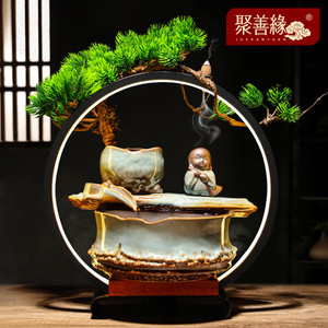 聚善缘招财流水摆件创意家居客厅老板办公室桌面装饰开业乔迁礼品