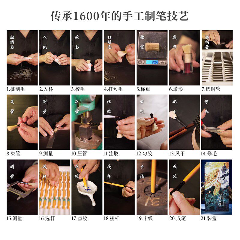凌山海专业级【10支套装】水粉笔猪鬃尼龙油画美术生集训专用