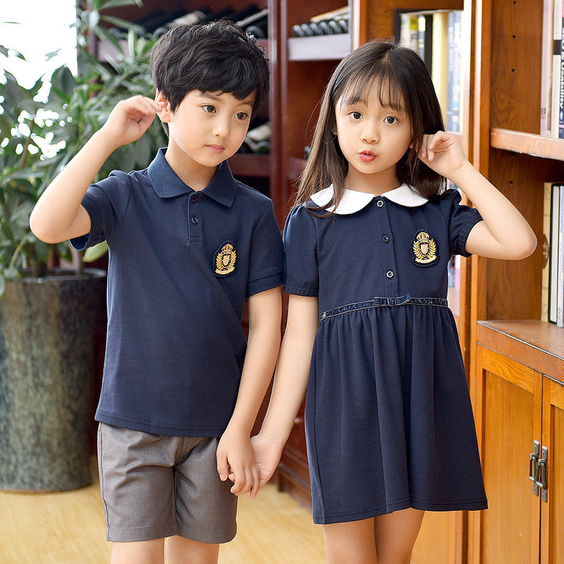 幼儿园园服夏季儿童装2021新款学院风女童短袖裙子小学生校服班服