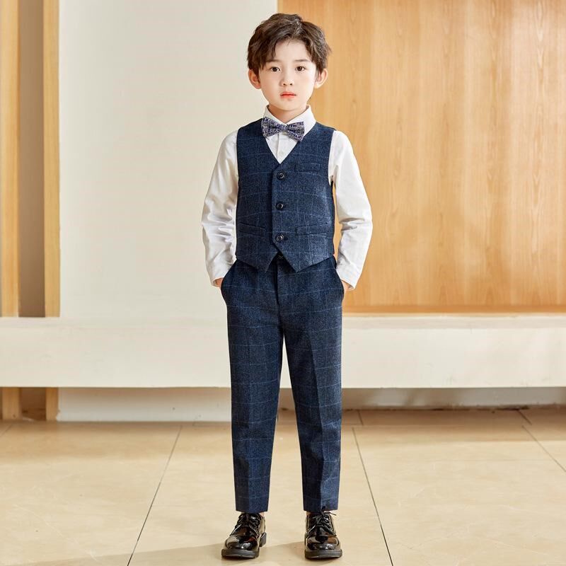儿童春秋季马甲套装男童西装生日花童钢琴表演主持礼服中小童西服