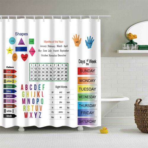 小学生启蒙数学乘法口诀表浴帘浴室涤纶泡澡防水防霉加厚儿童窗帘