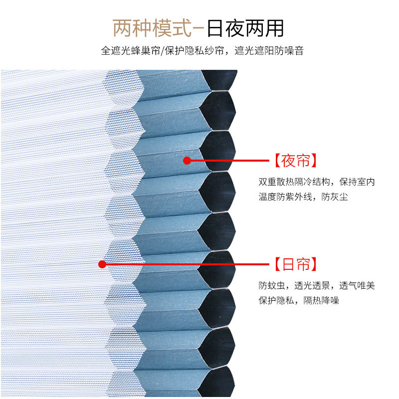 全遮光折叠推拉日夜两用帘遮阳防蚊透气纱窗帘铝合金纱窗隐形百叶