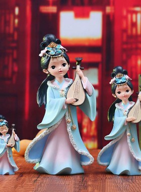 国潮古代四大美人摆件少女心房间装饰品创意宫廷手办公仔人偶礼品