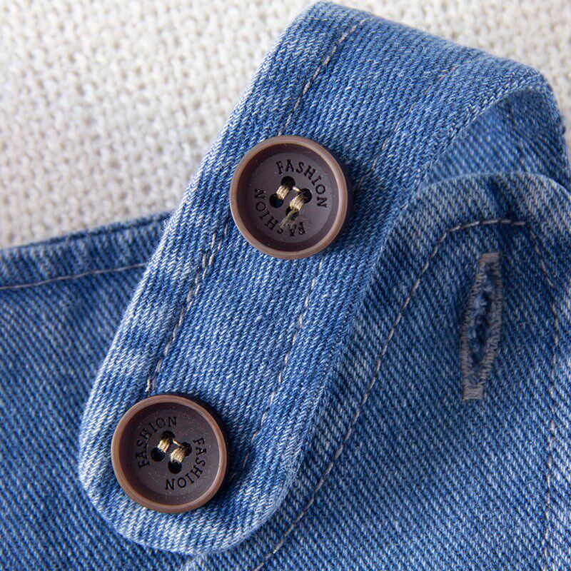 儿童休闲软牛仔长裤宝宝春秋背心式背带裤高腰护肚婴儿外穿连体裤