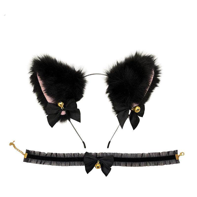 猫耳朵铃铛发夹女小野猫咪兔子发卡头箍过新年头饰品