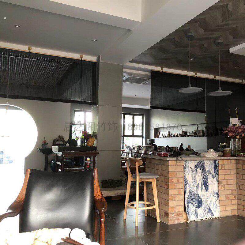 竹窗帘卷帘隔断背景墙阳台客厅书房遮光精致款拉绳升降中式免打孔