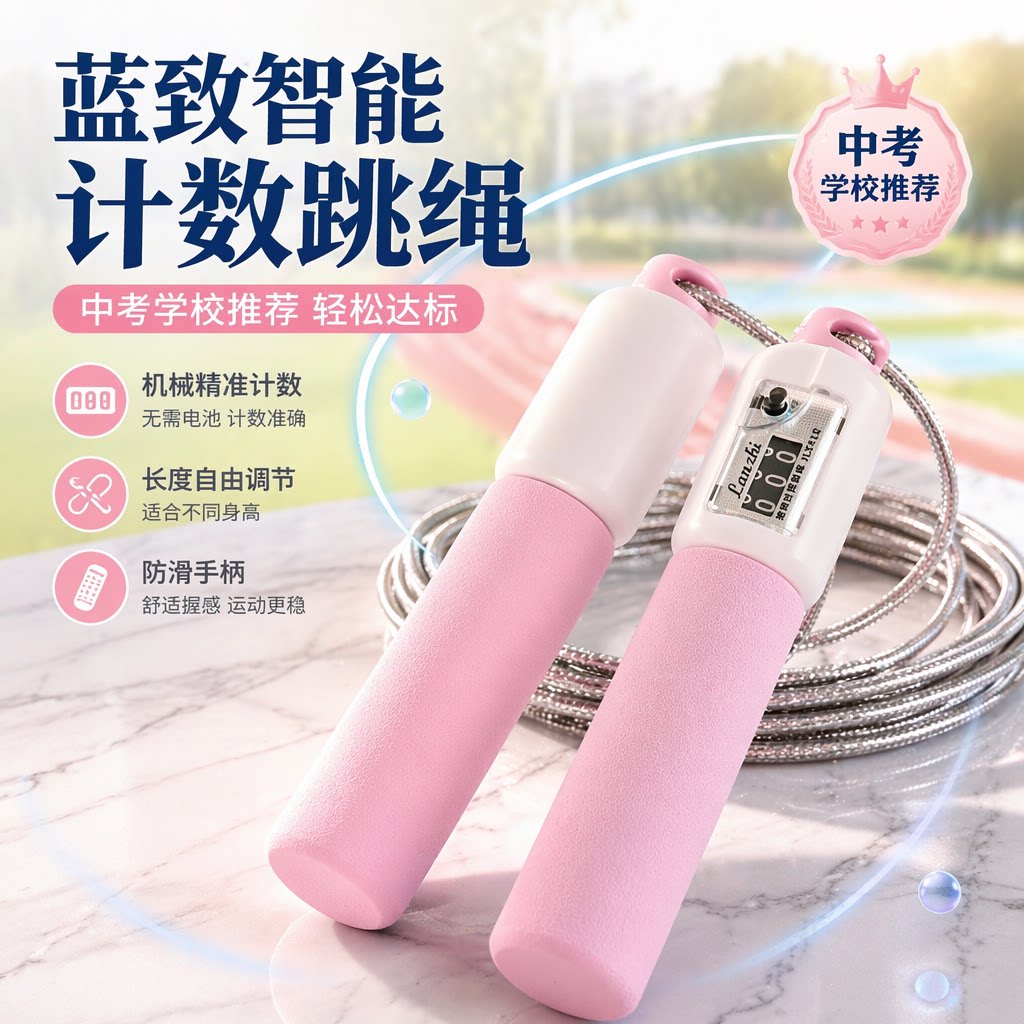 蓝致海绵计数不打结跳绳