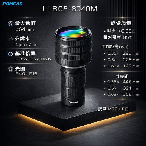 8K高分辨率F4光圈线扫镜头80mm工业检测7um线阵相机线扫描镜头M42
