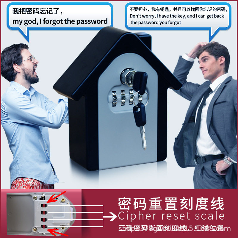 外贸定制亚马逊密码钥匙盒装修公司壁挂式金属防砸定制logo图片