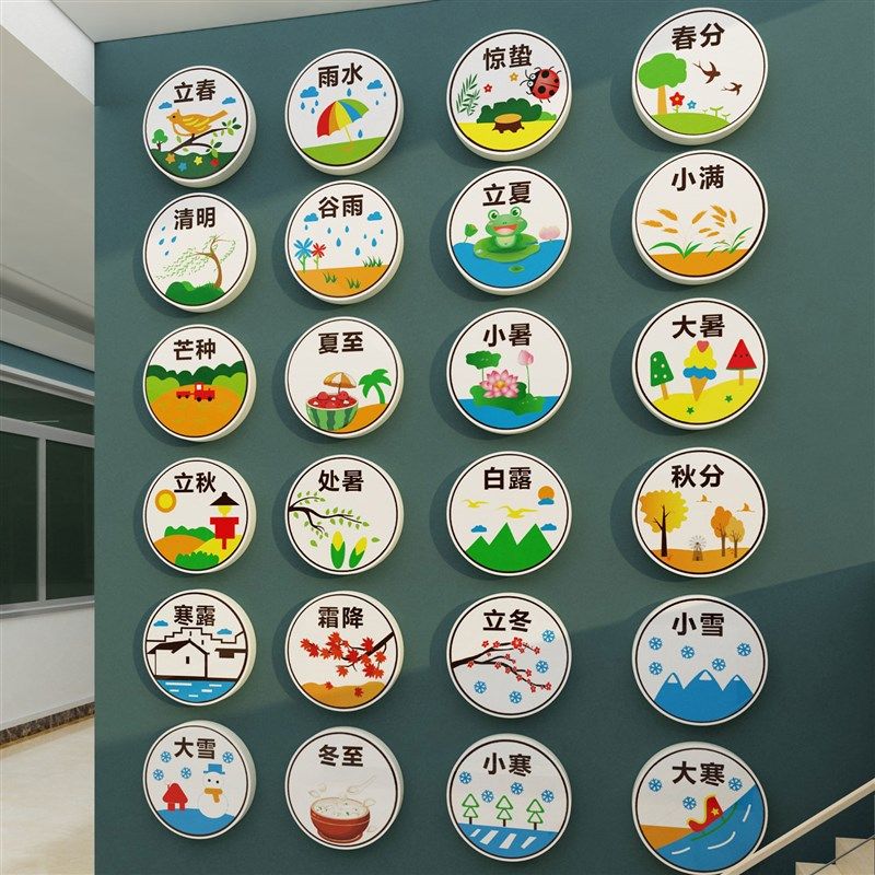 24二十四节气挂画幼儿园墙面装饰文化设计楼梯走廊环创主题成品贴