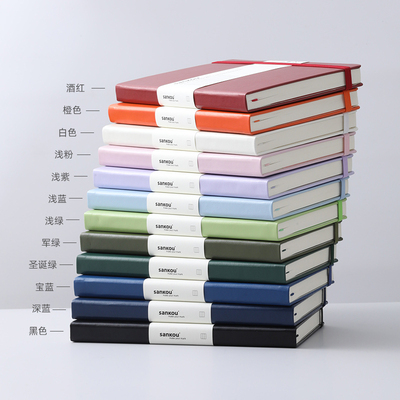 三口a5笔记本本子高颜值精致高级商务皮面硬壳记事本定制封面可印