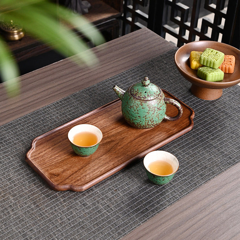 胡桃木茶托盘实木长方形家用干果点心盘日式木壶承干泡茶盘餐碟盘