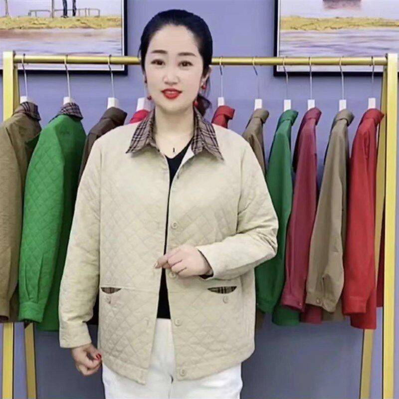 2024年新款妈妈秋装短款外套女50岁中老年人春秋大码休闲夹克风衣