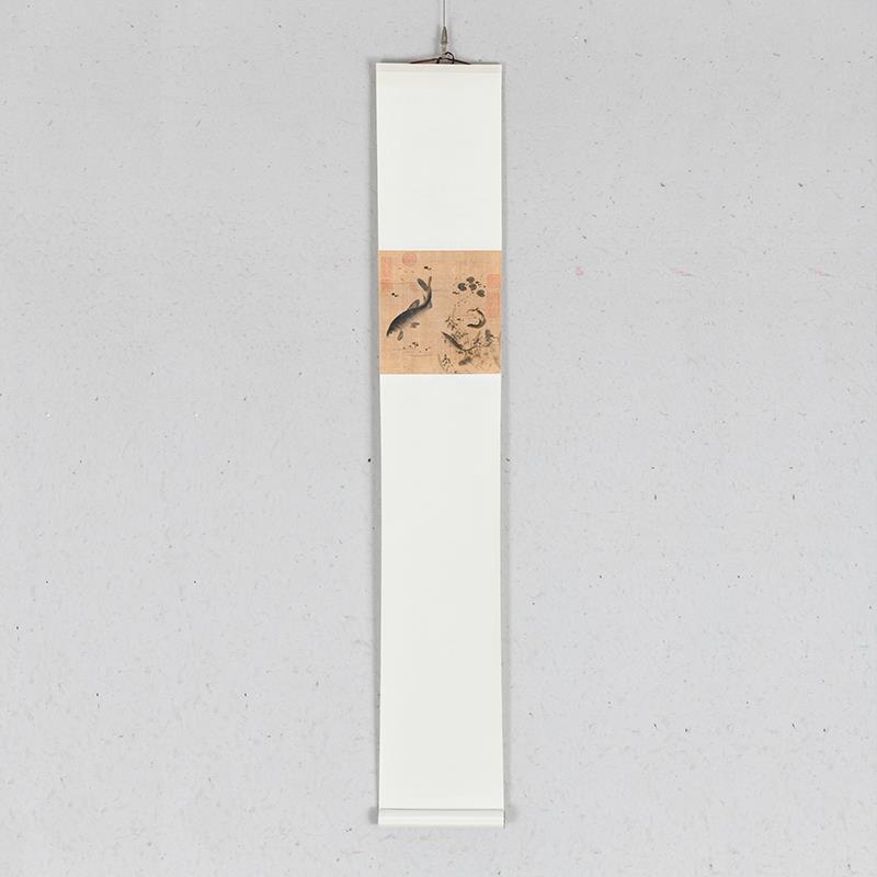 新中式客厅画 宋代禅意马麟长松山水图 茶室留白卷轴画玄关挂画