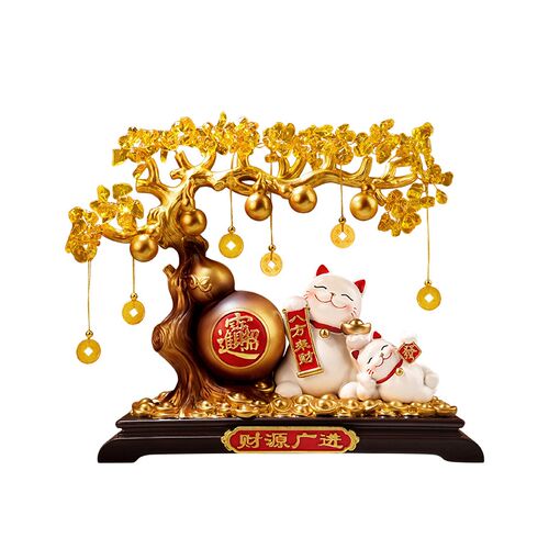 八方来财发财树招财猫摆件开业大吉礼物财源广进前台办公室装饰品