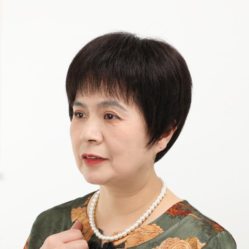 假发短发真发全真人发50岁中老年女士妈妈款真头发光头专用全头套