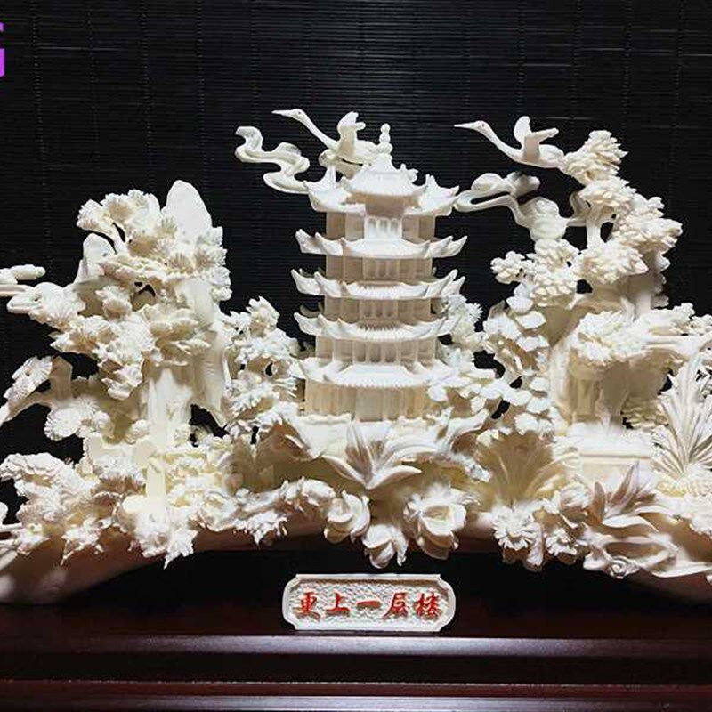 黄鹤楼骨雕手工雕刻书房摆件送客户商务礼物湖北武汉特色工艺礼品