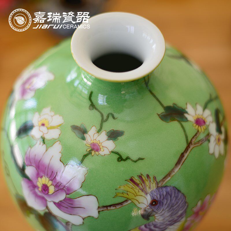 高45cm大号新中式创意彩绘梅瓶陶瓷花瓶家居玄关装饰桌面摆件瓶罐