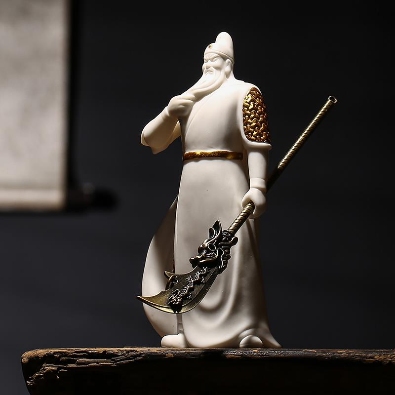 创意中式武财神关公陶瓷摆件招财武圣家居办公室桌面开业乔迁礼品