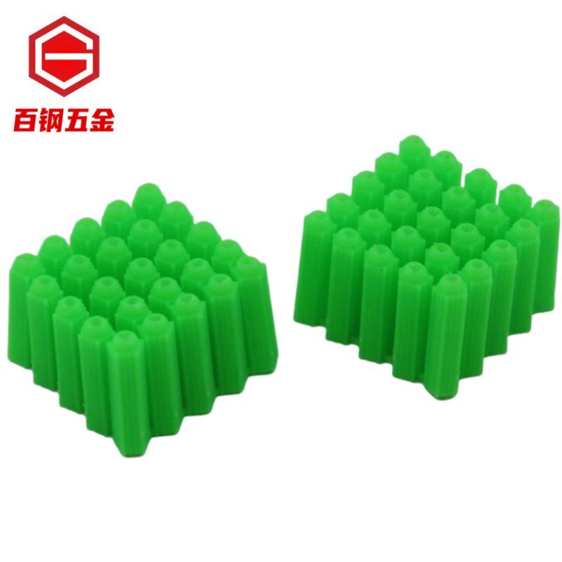 百钢绿色塑料膨胀管6厘8厘涨塞胀塞M6M8墙塞胶塞彭胀管胶栓胶粒
