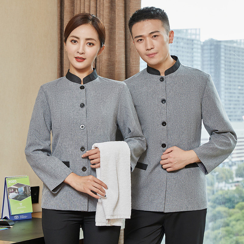 加棉加厚印绣物业客房保洁工作服秋冬装阿姨医院健身房KTV清洁工