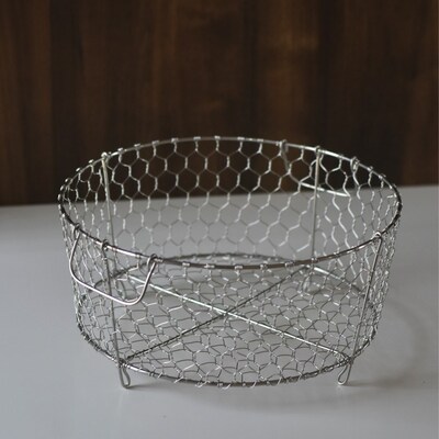 Hin新款手工制作304不锈钢厨房沥水篮碗碟收纳篮水果篮家用置物篮