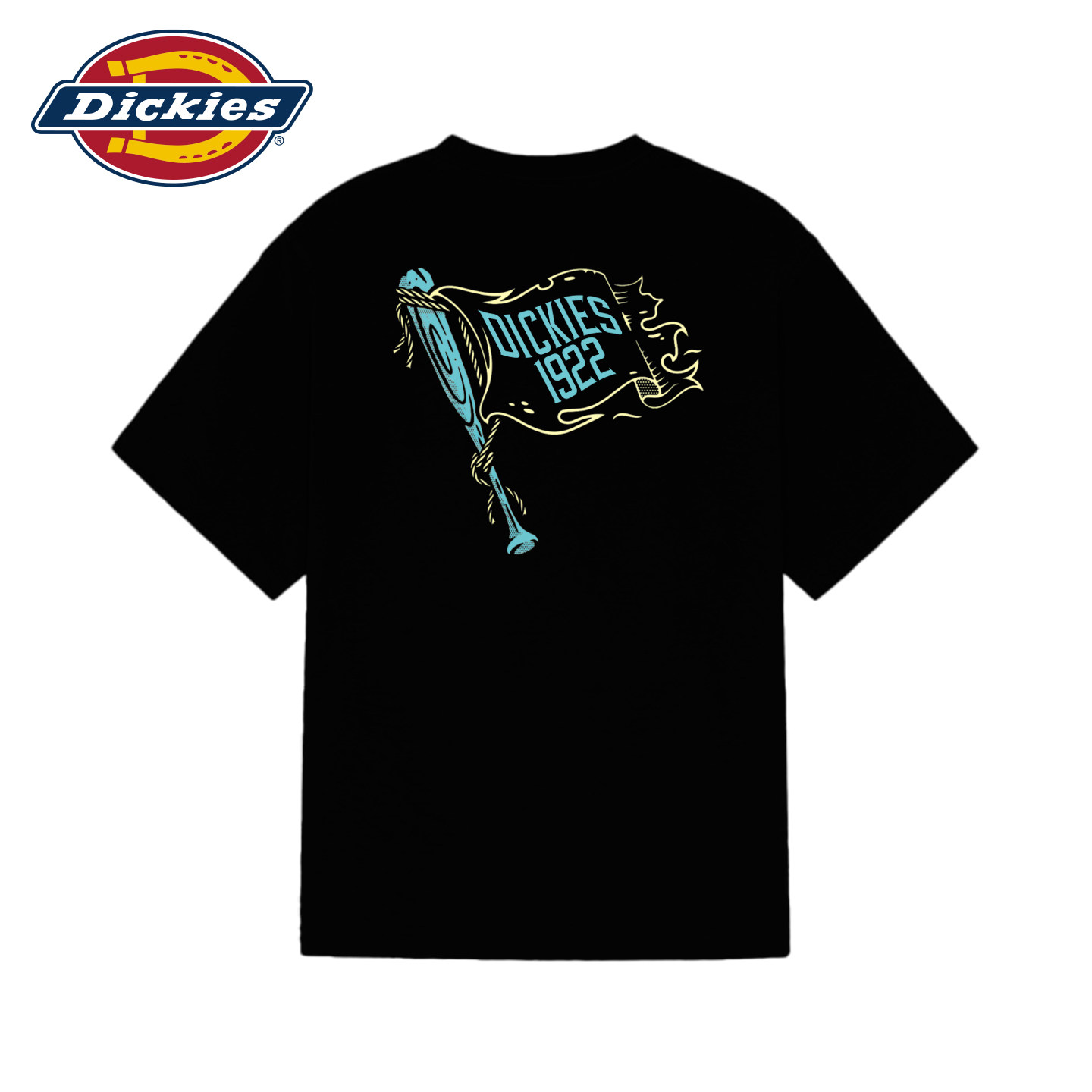 Dickies棒球棍旗帜印花短袖T恤纯棉圆领宽松款美式情侣款潮流半袖