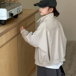 韩国童装女童外套秋冬装儿童加绒加厚衣服2024新款洋气摇粒绒卫衣