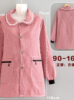 系扣正穿衣工作服干活围裙耐磨透气上班棉布罩衣女短款小个子外套