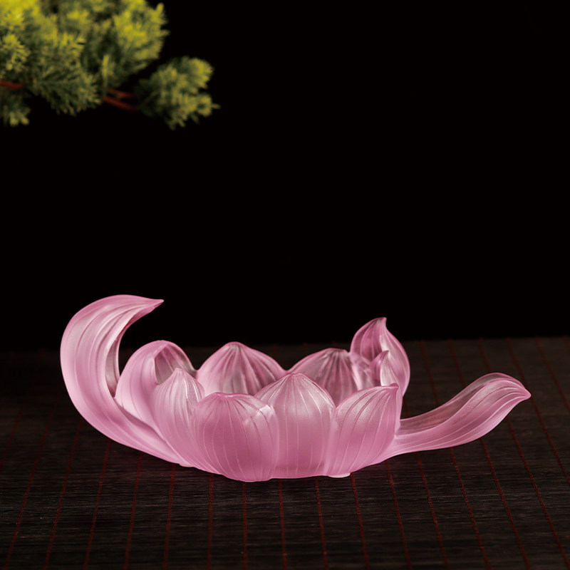 禅悦古法真琉璃莲花禅意多功能摆件灯台座佛像七色底座精美供香盘