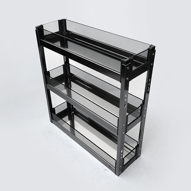 不锈钢小尺寸窄柜迷你拉篮抽屉式厨房橱柜双层调味篮调料置物架