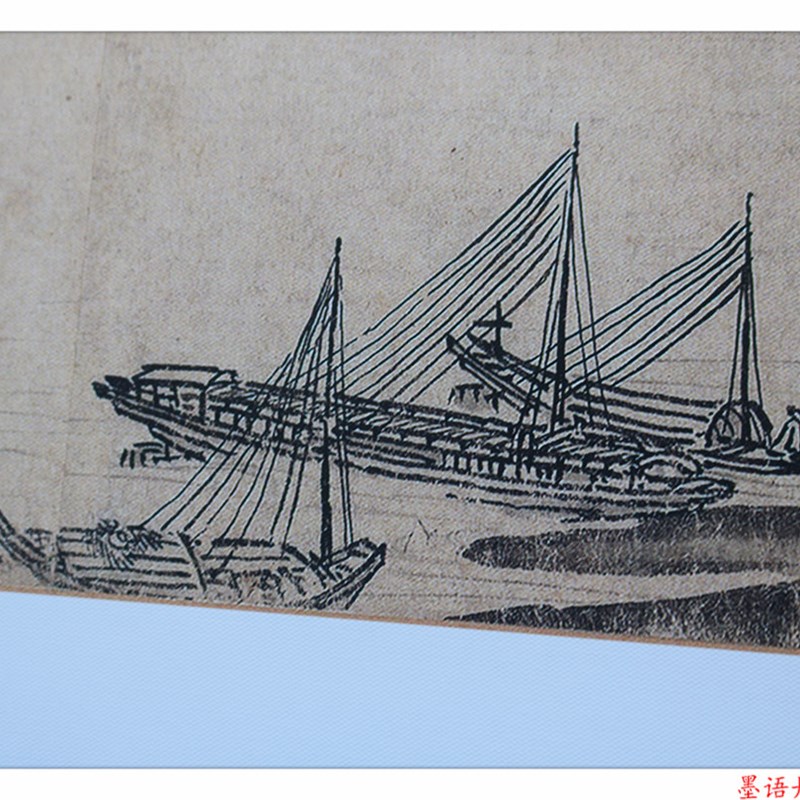 南宋夏圭 溪山清远图 山水画古代名画艺术微喷高清画山水国画底稿