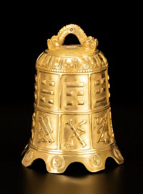 纯铜八仙法器寺庙铜钟摆件八宝铜铃铛挂件平安钟家居门饰