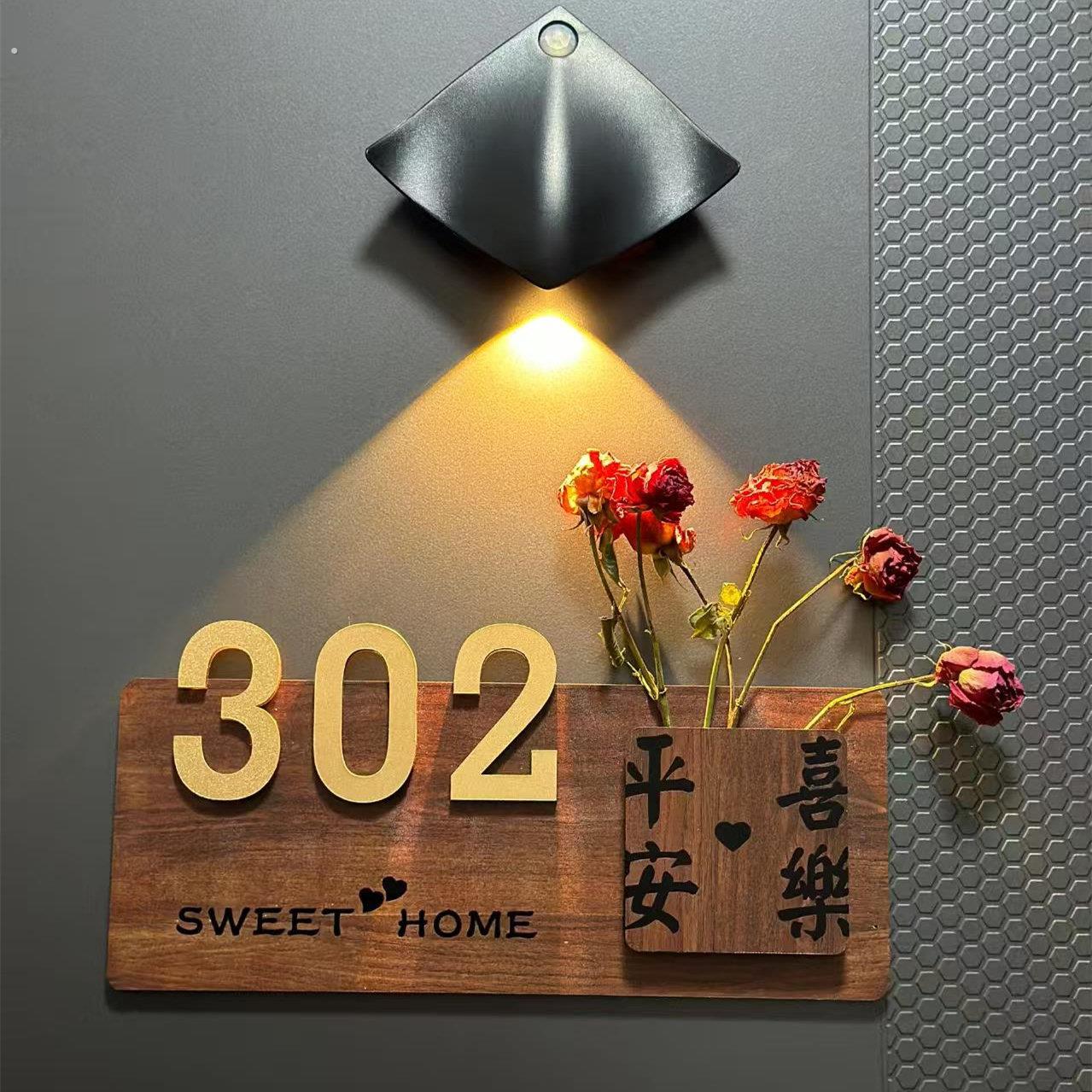 【新家的100个快递】亚克力插画门牌号轻奢高级感入户装饰标识牌图片