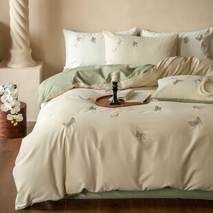 100支长绒棉全棉磨毛四件套 保暖纯棉被套床单床笠 高端刺绣冬季