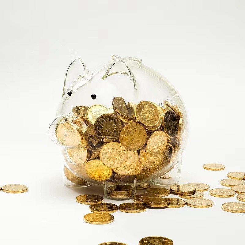 网红小猪存钱罐透明硬币储蓄罐零钱罐儿童可爱礼物玻璃款摆件成人