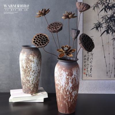 高级干花花束摆件客厅摆设瓶子花瓶陶瓷装饰插花天然莲蓬卧室桌面