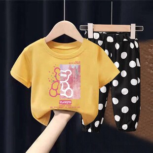 男童女童套装2025新款夏季纯棉短袖T恤儿童衣服宝宝洋气两件套装