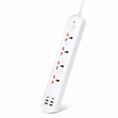 BKL-17万能孔4位十合一延长线排插支持2C4U充电带超载保护开关