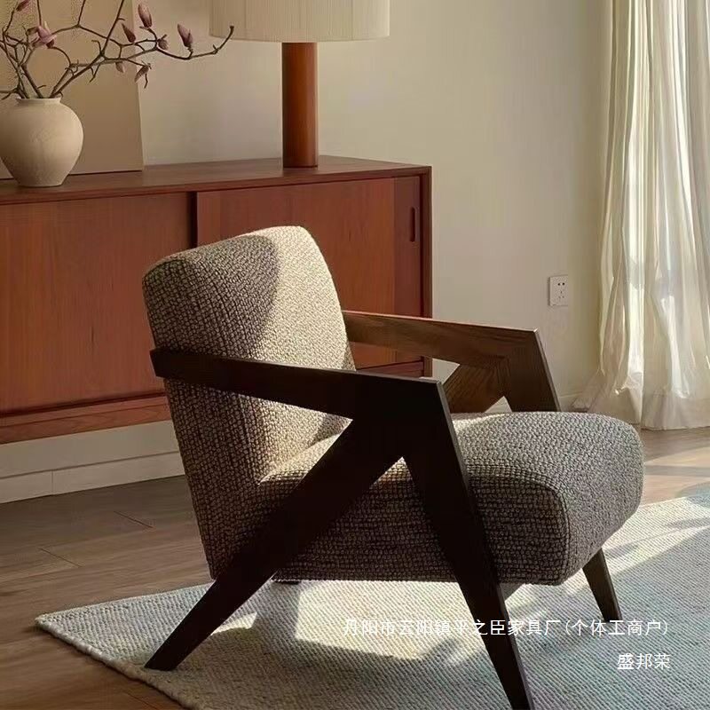 厂家直销理查德单人沙发椅法式中古客厅阳台休闲椅子实木设计师懒