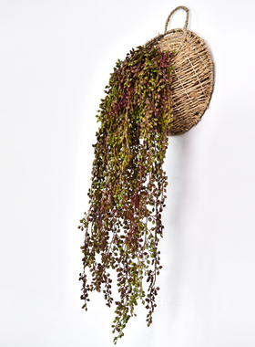 挂篮壁挂花盆草编墙壁装饰吊篮编织花篮花框框子仿真花吊花假花藤