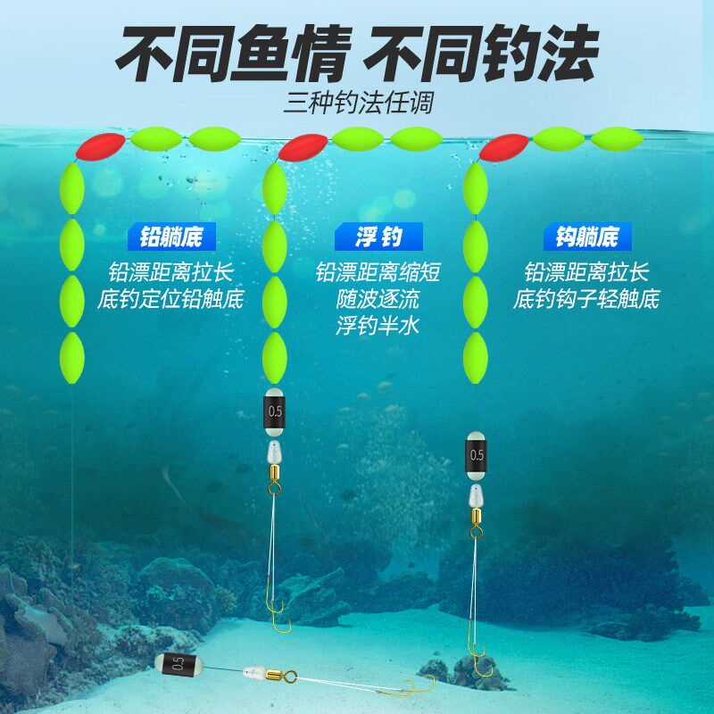 成品七星漂线组免调漂小物专攻马口白条鲫鱼醒目漂豆金袖双钩套装