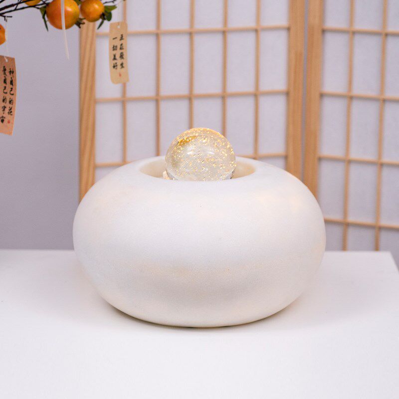 聚宝盆现代风水轮招财生财水晶球流水摆件循环水桌面客厅开业送礼